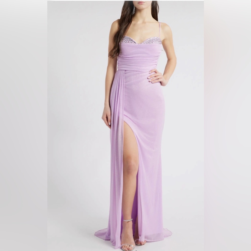 Jump Apparel Lavender Embellished Glitter & Rhinestone Dress 5/6